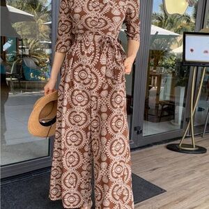 Brown Patterned Jumpsuit